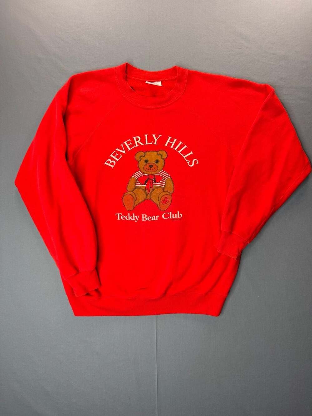 Vintage Beverly Hills Teddy Bear Club Red Sweatshirt Medium Hanes Made In USA